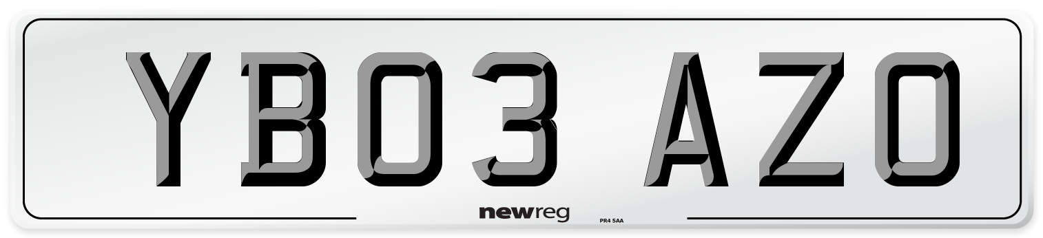 YB03 AZO Number Plate from New Reg